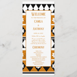 Rand Streep Bloem Diamant Boho Bloemen Patroon Programmakaart