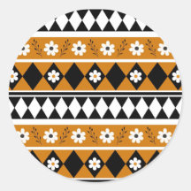 Rand Streep Bloem Diamant Boho Bloemen Patroon