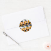 Rand Streep Bloem Diamant Boho Bloemen Patroon Ronde Sticker (Envelop)