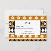 Rand Streep Bloem Diamant Boho Bloemen Patroon RSVP Kaartje (Voorkant)