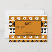 Rand Streep Bloem Diamant Boho Bloemen Patroon RSVP Kaartje (Voorkant)
