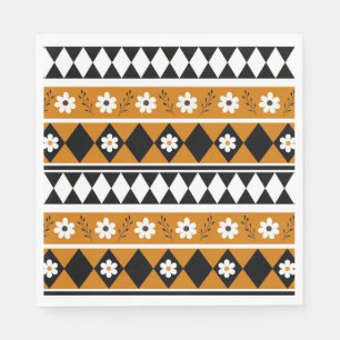 Rand Streep Bloem Diamant Boho Bloemen Patroon Servet
