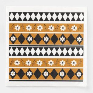 Rand Streep Bloem Diamant Boho Bloemen Patroon Servet