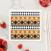 Rand Streep Bloem Diamant Boho Bloemen Patroon Servet (Insitu)