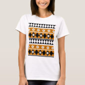 Rand Streep Bloem Diamant Boho Bloemen Patroon T-shirt (Voorkant)