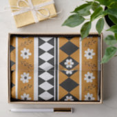 Rand Streep Bloem Diamant Boho Bloemen Patroon Tissuepapier (Geschenk)