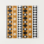 Rand Streep Bloem Diamant Boho Bloemen Patroon Wandkleed (Voorkant (horizontaal))