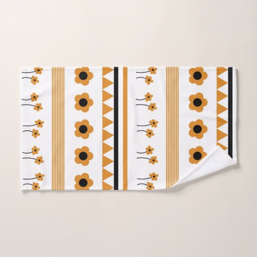 Rand Streep Bloem Driehoek Boho Patroon Bad Handdoek (Handdoek)