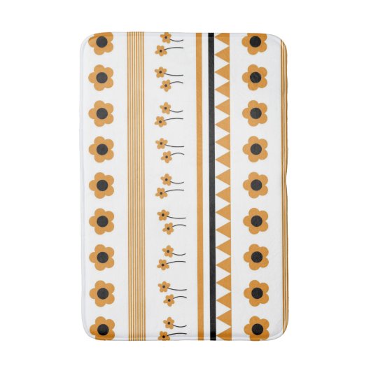 Rand Streep Bloem Driehoek Boho Patroon Badmat (Voorkant Verticaal)