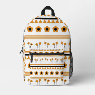 Rand Streep Bloem Driehoek Boho Patroon Bedrukte Rugzak