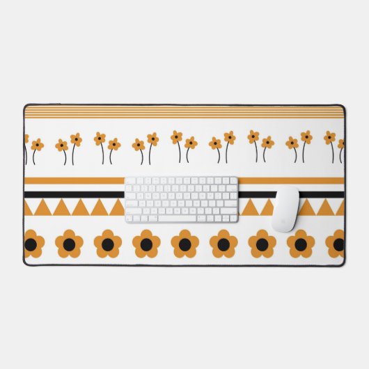 Rand Streep Bloem Driehoek Boho Patroon Bureaumat (Keyboard & Muis)