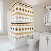 Rand Streep Bloem Driehoek Boho Patroon Douchegordijn (In situ)
