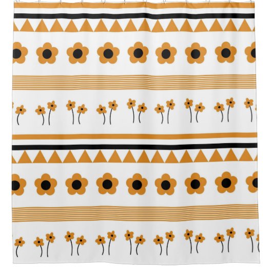 Rand Streep Bloem Driehoek Boho Patroon Douchegordijn (Voorkant)