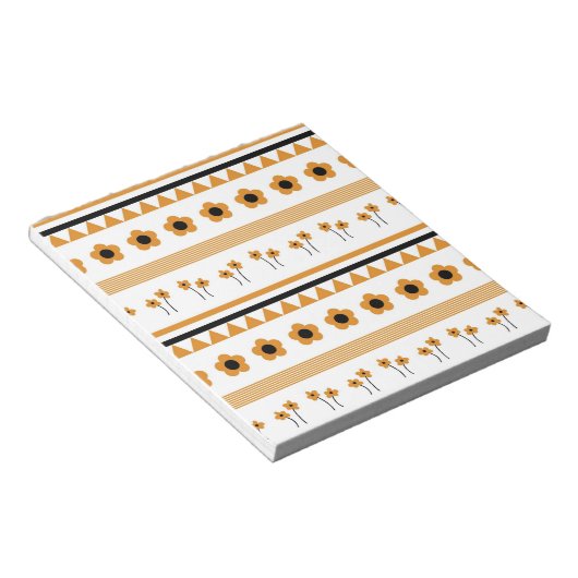 Rand Streep Bloem Driehoek Boho Patroon Notitieblok (Schuin)