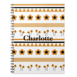 Rand Streep Bloem Driehoek Boho Patroon Notitieboek