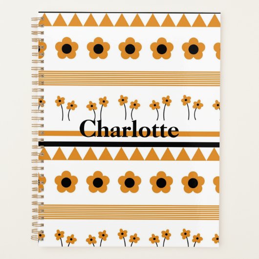 Rand Streep Bloem Driehoek Boho Patroon Planner (Voorkant)