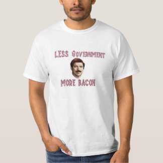 Rand/Swanson T-shirt "Minder Regering Meer Bacon"