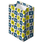 Rand Terrier Dog & Paw Yellow & Black Grid Medium Cadeauzakje (Voorkant Gekanteld)