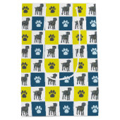 Rand Terrier Dog & Paw Yellow & Black Grid Medium Cadeauzakje (Achterkant)