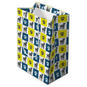 Rand Terrier Dog & Paw Yellow & Black Grid Medium Cadeauzakje (Achterkant Gekanteld)