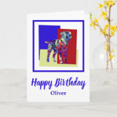 Rand Terrier Dog Red Blue Yellow Birthday Kaart (Gele Bloem)