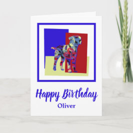 Rand Terrier Dog Red Blue Yellow Birthday Kaart