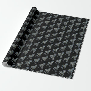 Rand Terrier Dog Yellow & Black Grid Line Wrappi Cadeaupapier