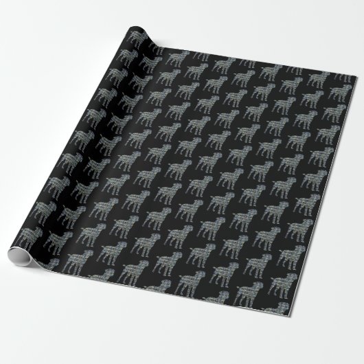 Rand Terrier Dog Yellow & Black Grid Line Wrappi Cadeaupapier (Uitgerold)