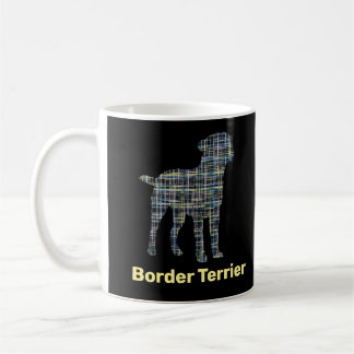 Rand Terrier Dog Yellow & Black Grid Lines Coffe Koffiemok