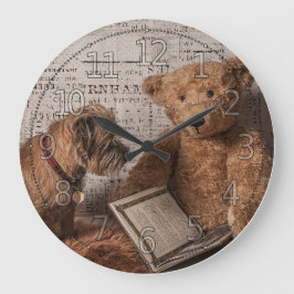 Rand Terrier en Teddy Bear Reading, klok