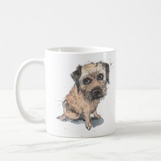 Rand Terrier-tekening, gepersonaliseerde Vaderdag Koffiemok (Links)