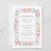 Rand van bladeren en bessen met een stoffige blauw kaart (Voorkant)