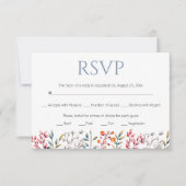 Rand van bladeren en bessen met een stoffige blauw RSVP kaartje (Voorkant)