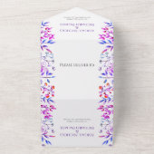 Rand van bladeren en bessen paarse bruiloft all in one uitnodiging (Buitenkant)