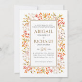 Rand van de bladeren en de bruine bruiloft van de  kaart (Voorkant)