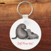 Rand van de bont van moeder en baby "Best mum ever Sleutelhanger (Voorkant)