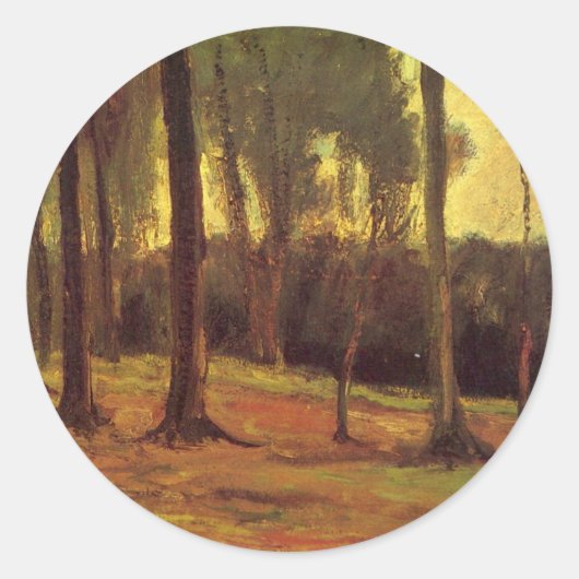 Rand van een bos door Vincent van Gogh Ronde Sticker (Voorkant)