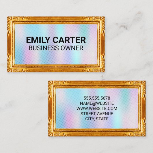 Rand van goud Lijst | Holografische gradiënt Visitekaartje (Voorkant / Achterkant)
