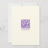 Rand van paarse bloemen en RSVP QR code bruiloft Kaart (Achterkant)