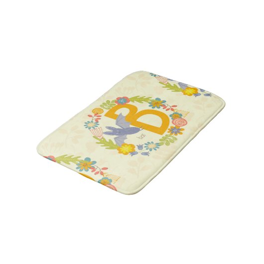 Rand van wilde bloemen Geel rood alfabet letter B Badmat (Gekanteld)