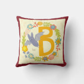 Rand van wilde bloemen Geel rood alfabet letter B Kussen (Achterkant)