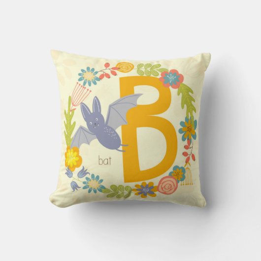 Rand van wilde bloemen Geel rood alfabet letter B Kussen (Voorkant)