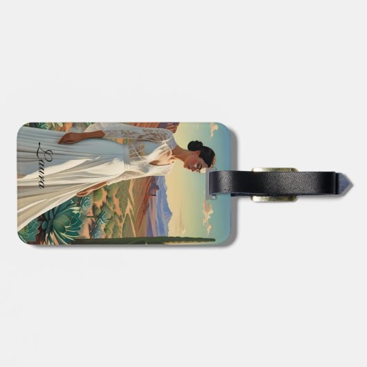 Rand van zuivering - Vrouw in een dessert Bagagelabel (Achterkant horizontaal)