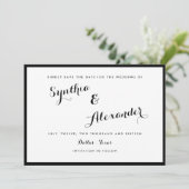 Rand zwart en wit Modern sparen de Datum Kaart (Staand voorkant)