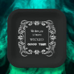 rand zwarte halloween papieren bordje<br><div class="desc">Op borden op papier van een halloween-feestje staat een  grens op zwart,  leuk voor elk Halloween-feestje. AANPASSING VAN objecten in onze winkel.</div>