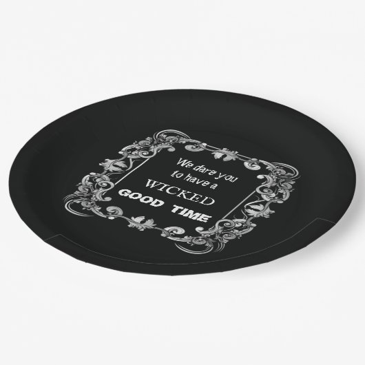  rand zwarte halloween papieren bordje (Gekanteld)