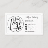 Rand zwarte witte haarmake-up foto logo qcode visitekaartje (Voorkant)