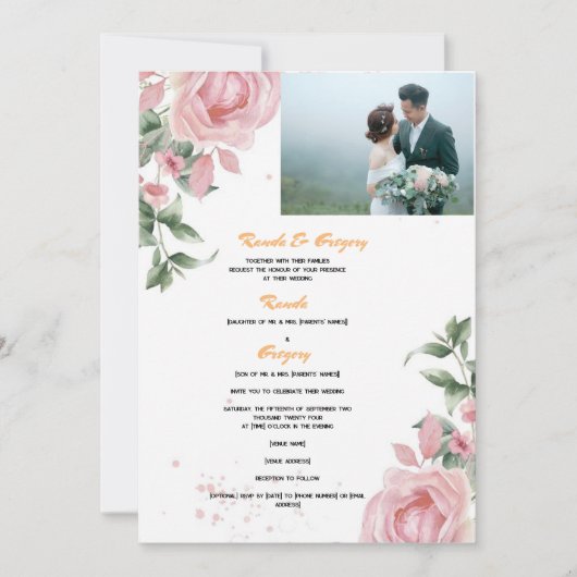 Randa & Gregory  Samen met hun families Overleden Kaart (Voorkant)