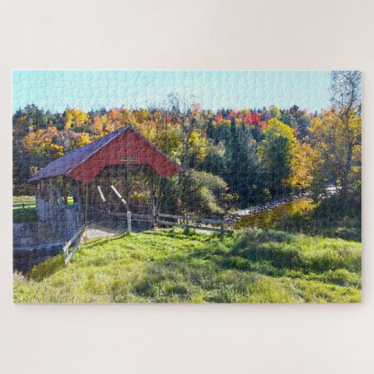 Randall Covered Bridge in de herfst, Vermont Legpuzzel (Horizontaal)
