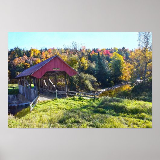 Randall Covered Bridge in de herfst, Vermont Poster (Voorkant)